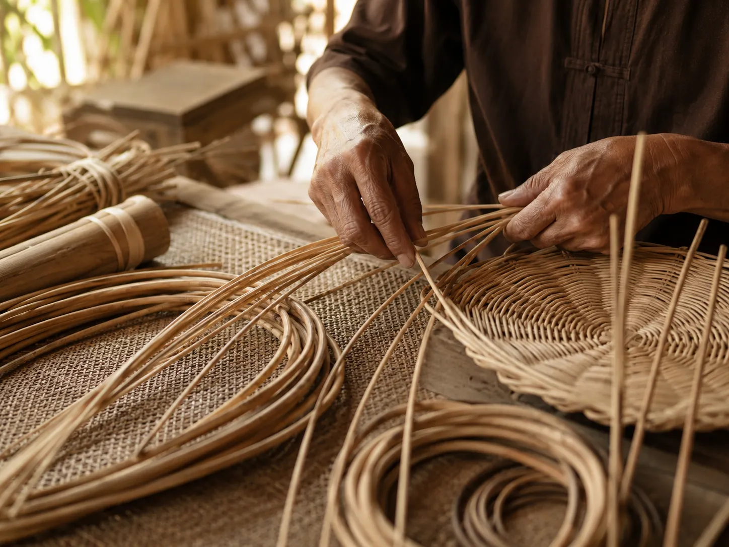 Natural rattan material